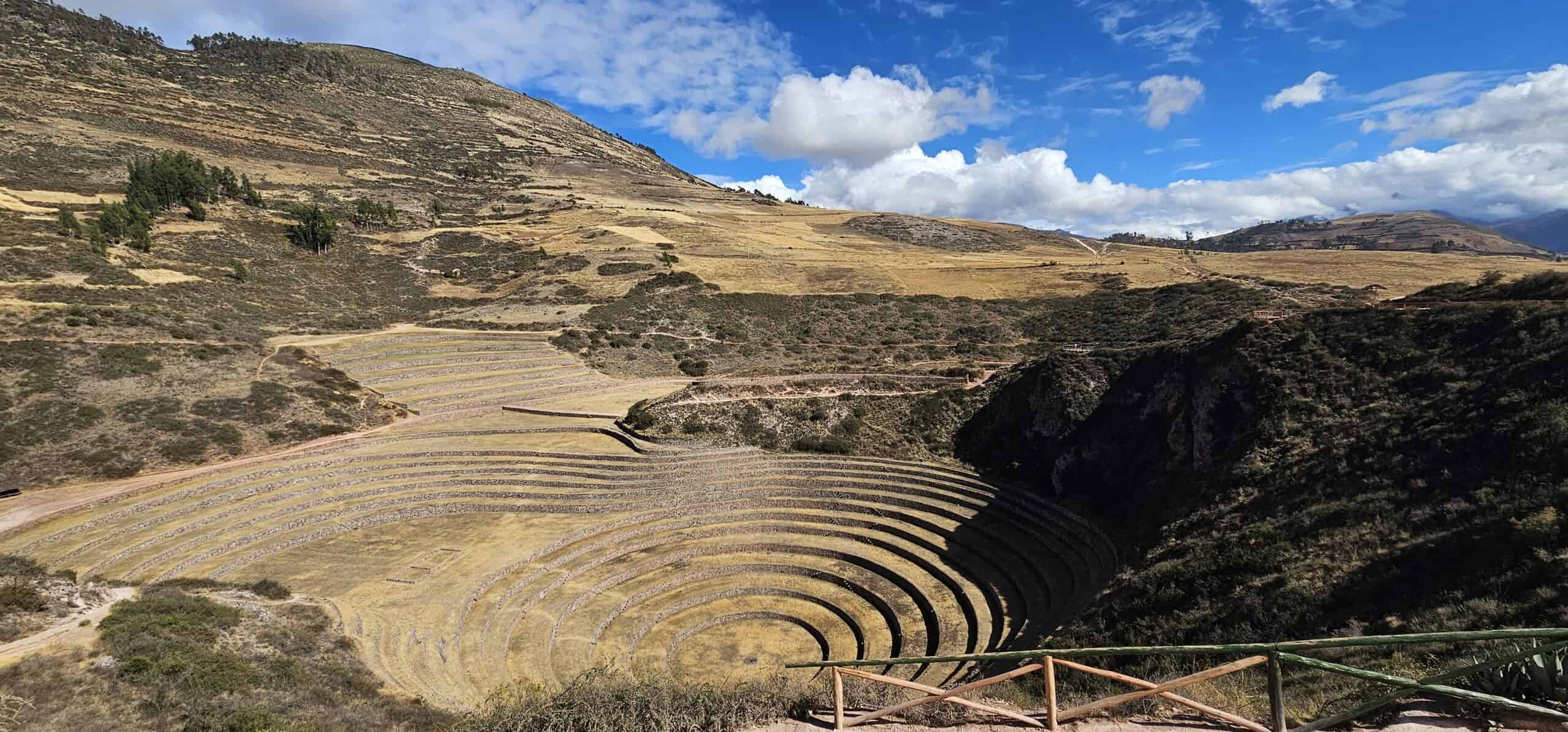 Circular Inca terraces of Moray in the Sacred Valley near Cusco, Peru