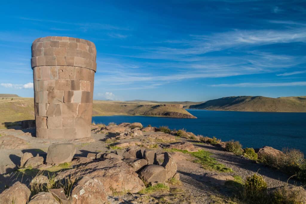 Sillustani archaeological site near Puno Peru