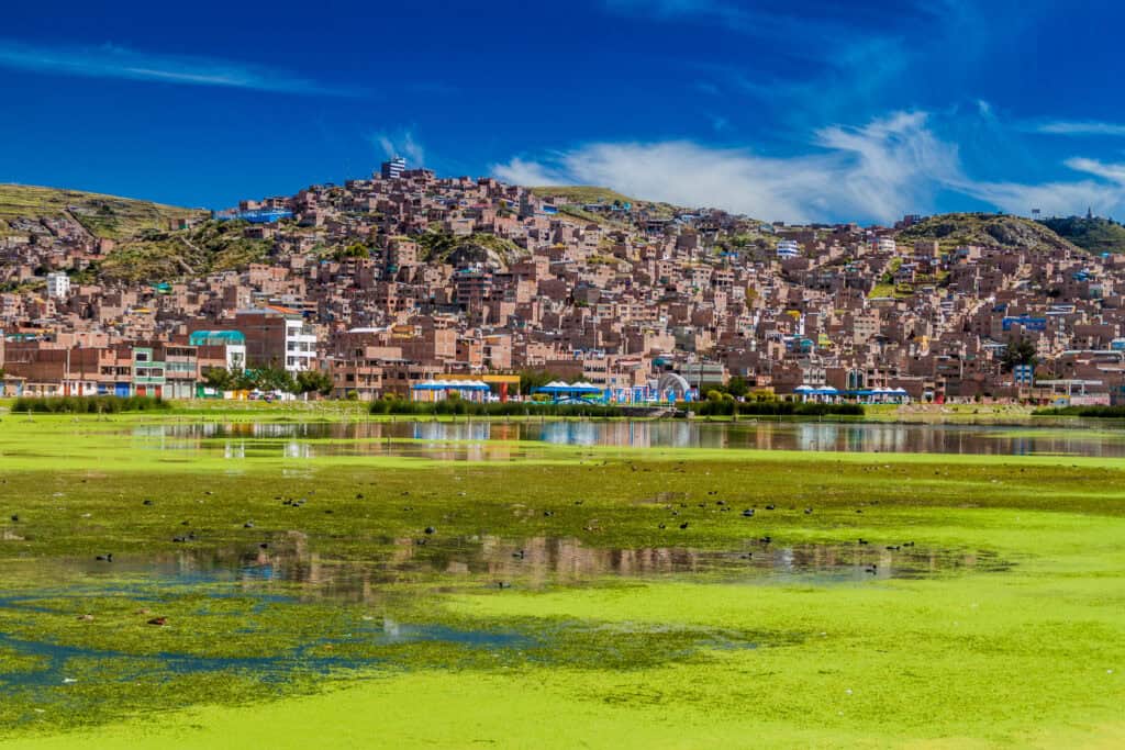 Puno waterfront on Lake Titicaca