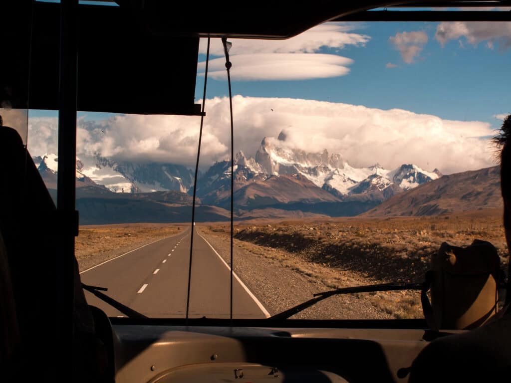 View from the Bus on a mountain range
