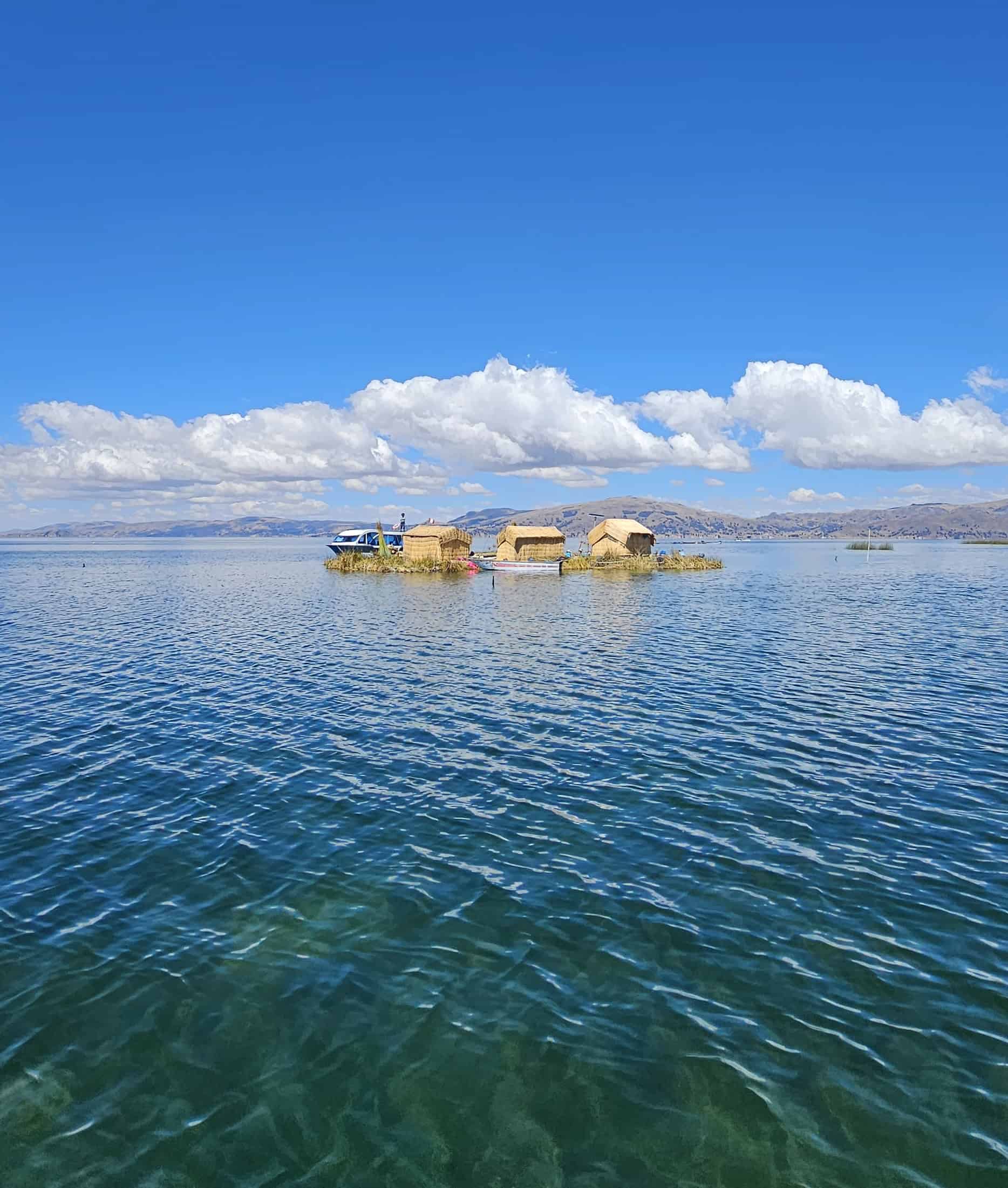 Uros Floating Islands on Lake Titicaca near Puno Peru